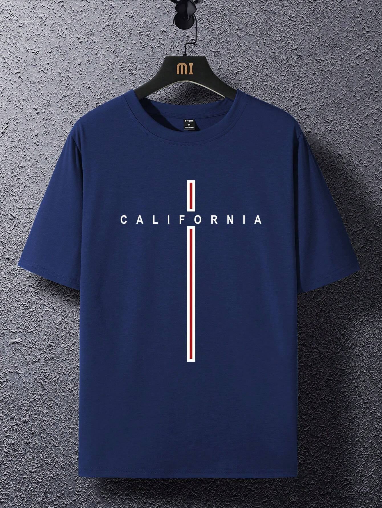 Manfinity Homme Men Striped & Letter Graphic Casual Short Sleeve Tee, Boyfriend Gift