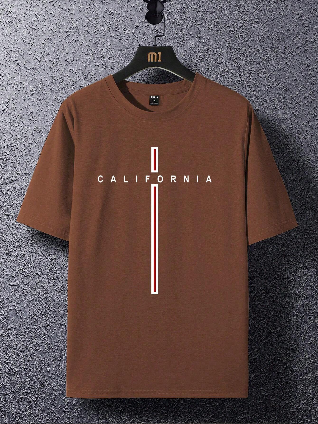 Manfinity Homme Men Striped & Letter Graphic Casual Short Sleeve Tee, Boyfriend Gift
