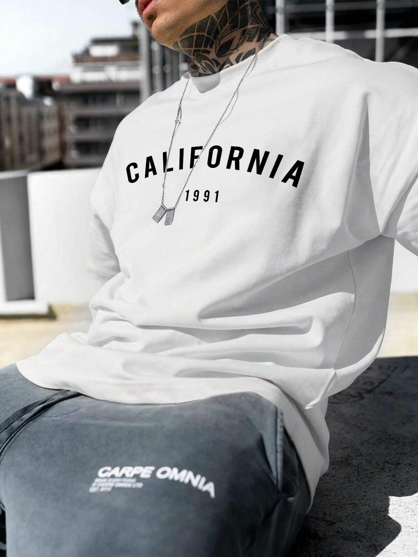 Men Letter Graphic Drop Shoulder Tee