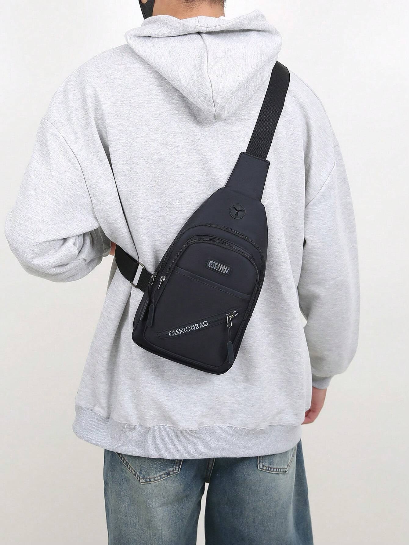 Men'S Casual Sports Crossbody Chest Bag with Double Zippers, Perfect for Daily Use, Shopping, Travel, Carry Cellphone, Keys, and Small Items Freshman for Books Multi-Functional Dorm University Christmas Gift Summer Bag Spring Break Vacation Bag Pack Waist Bag School Supplies Purse Side Bags Belts New Life Items for Students Purse Essentials Graduation Small Bag for Men Body Bag for Men