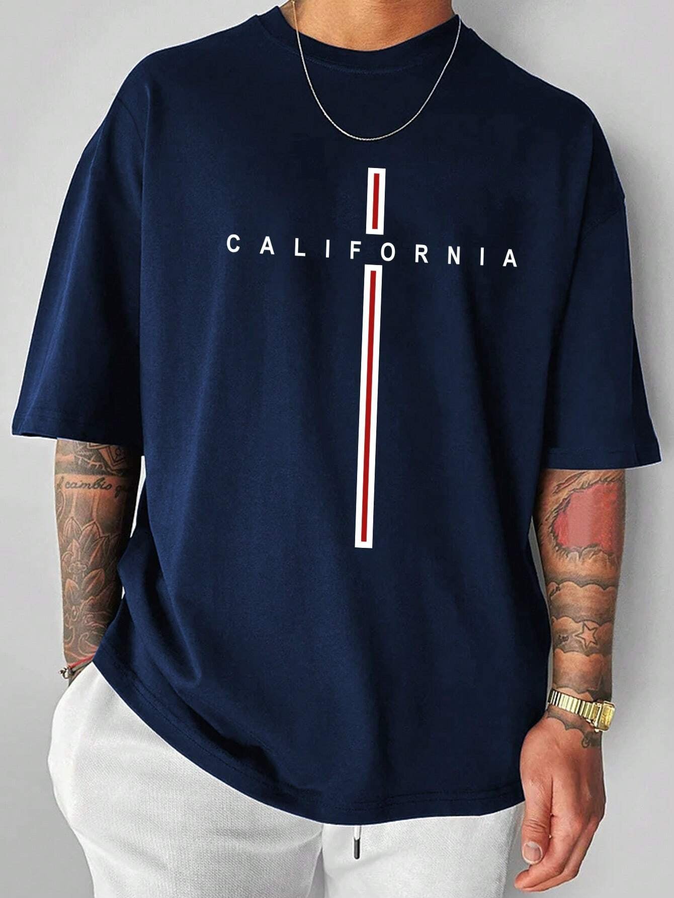 Manfinity Homme Men Striped & Letter Graphic Casual Short Sleeve Tee, Boyfriend Gift