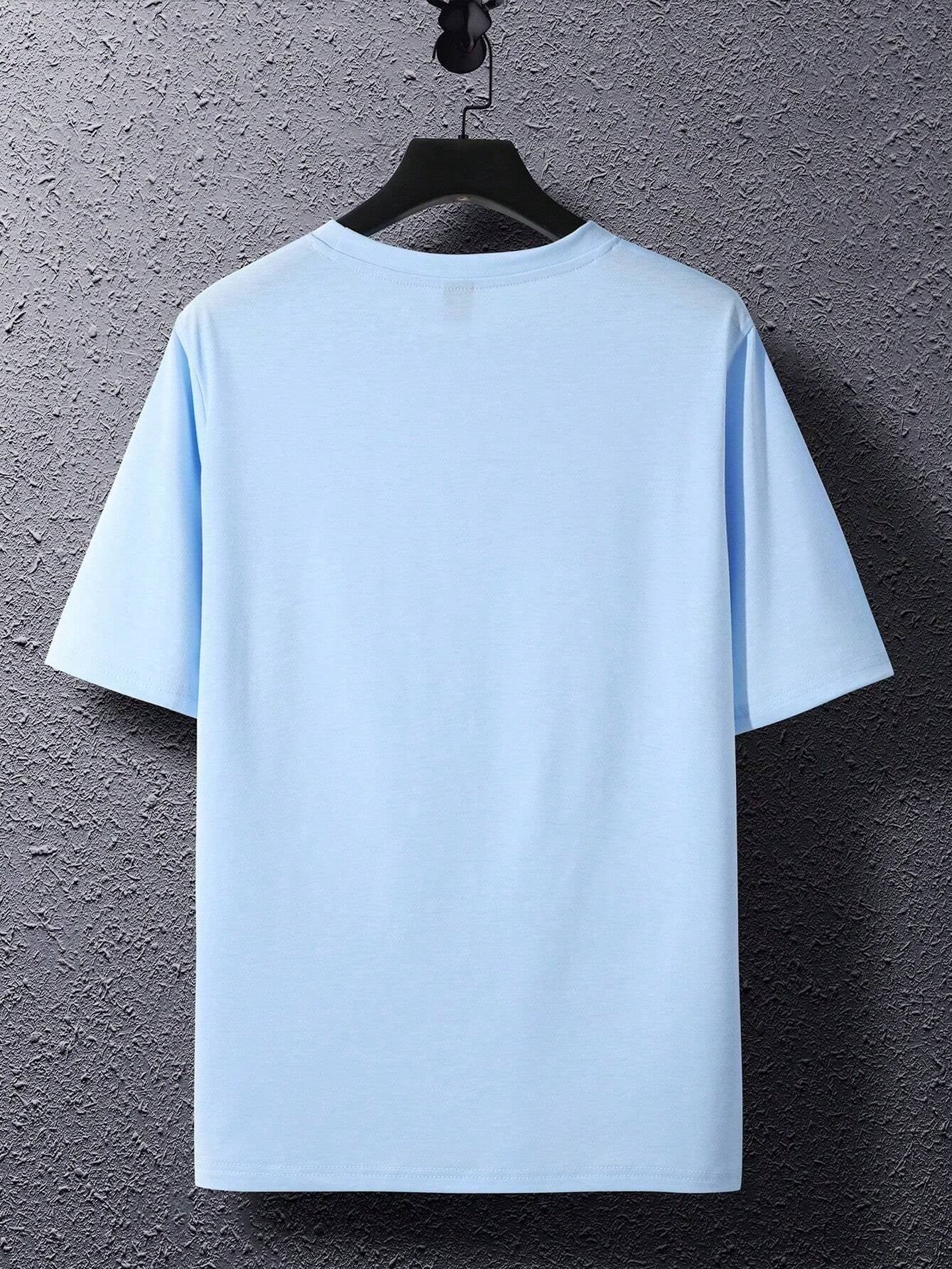 Manfinity Homme Men Striped & Letter Graphic Casual Short Sleeve Tee, Boyfriend Gift