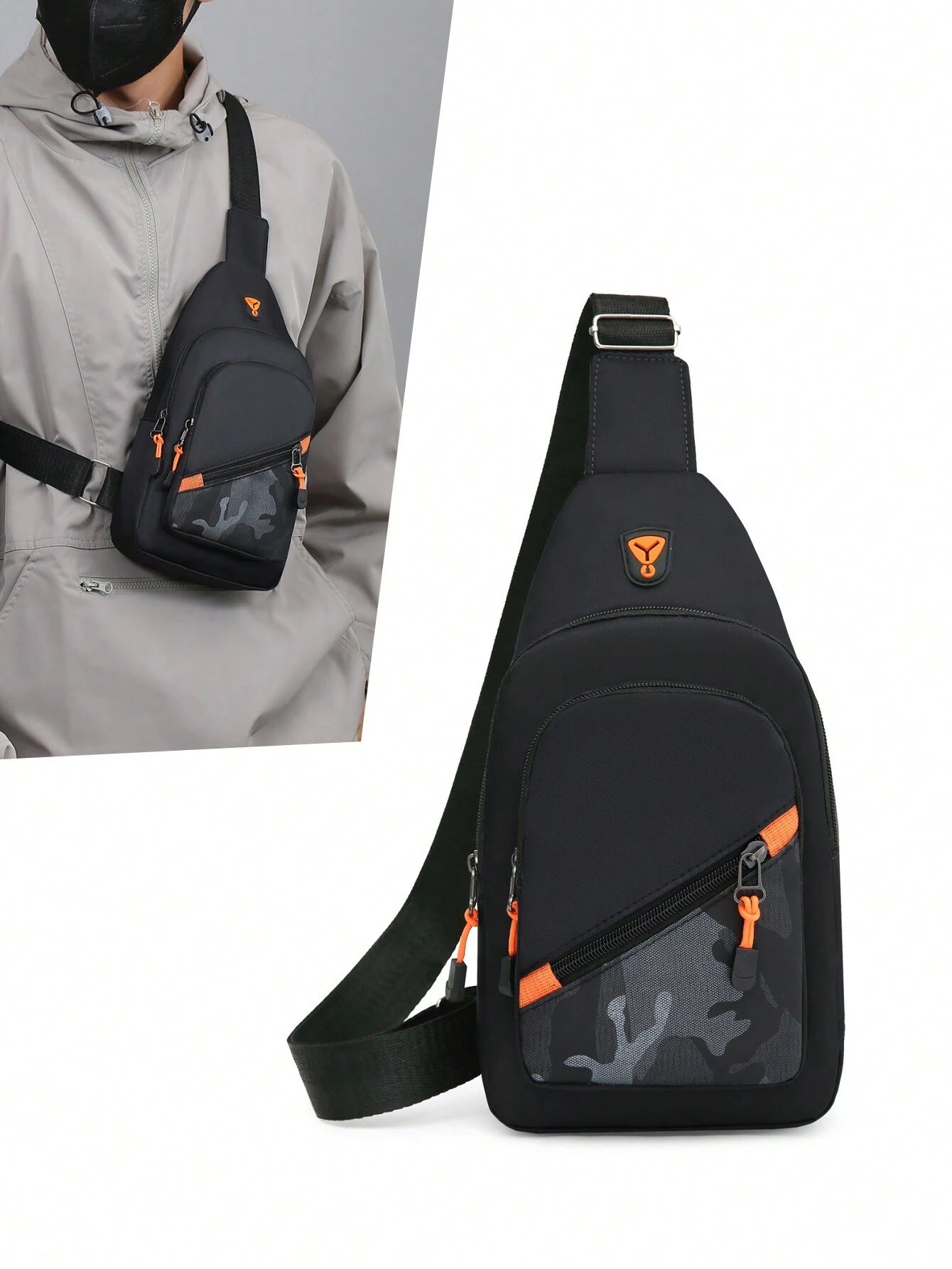Men'S Casual Sports Crossbody Chest Bag with Double Zippers, Perfect for Daily Use, Shopping, Travel, Carry Cellphone, Keys, and Small Items Freshman for Books Multi-Functional Dorm University Christmas Gift Summer Bag Spring Break Vacation Bag Pack Waist Bag School Supplies Purse Side Bags Belts New Life Items for Students Purse Essentials Graduation Small Bag for Men Body Bag for Men