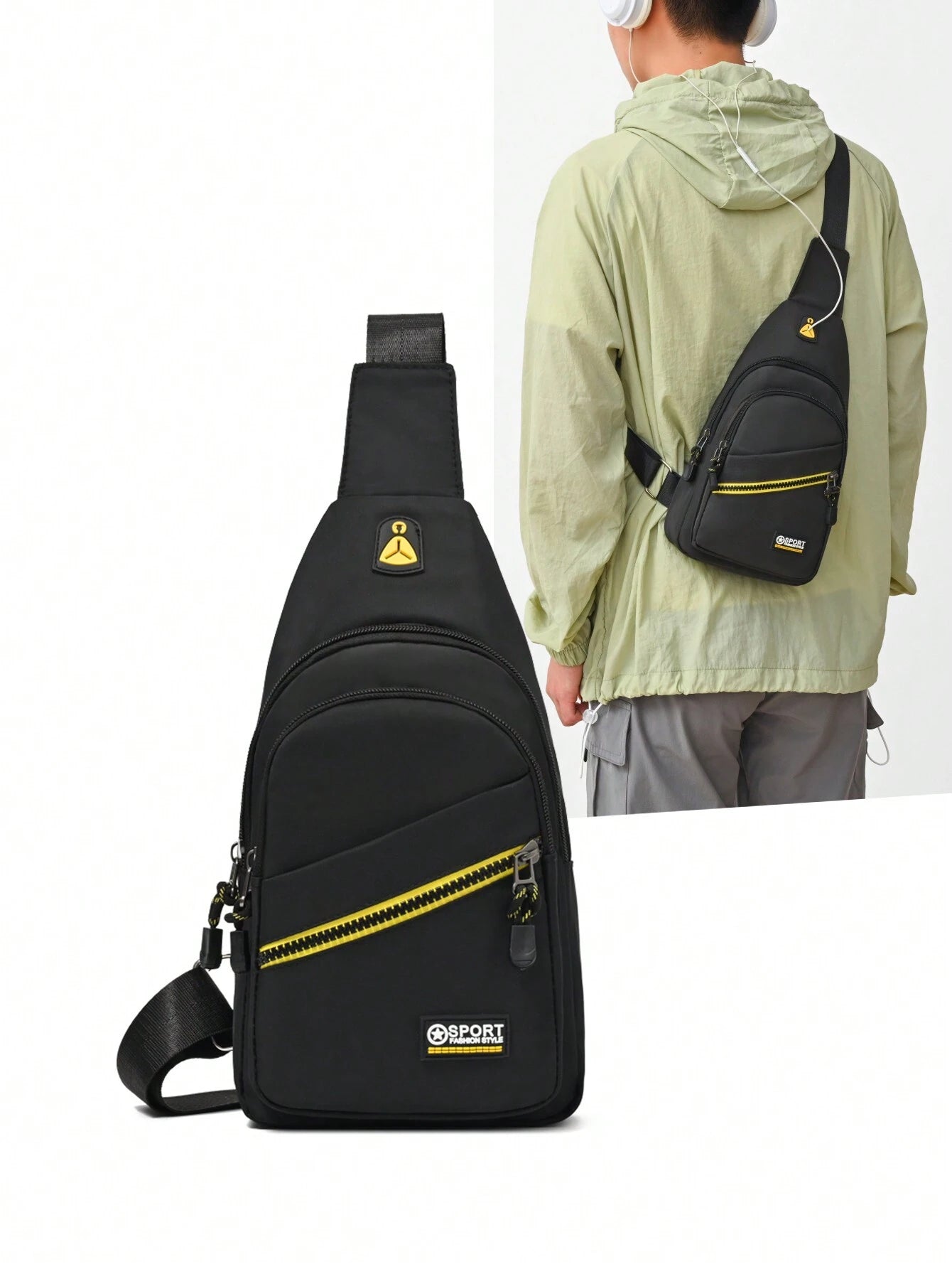 Men'S Casual Sports Crossbody Chest Bag with Double Zippers, Perfect for Daily Use, Shopping, Travel, Carry Cellphone, Keys, and Small Items Freshman for Books Multi-Functional Dorm University Christmas Gift Summer Bag Spring Break Vacation Bag Pack Waist Bag School Supplies Purse Side Bags Belts New Life Items for Students Purse Essentials Graduation Small Bag for Men Body Bag for Men
