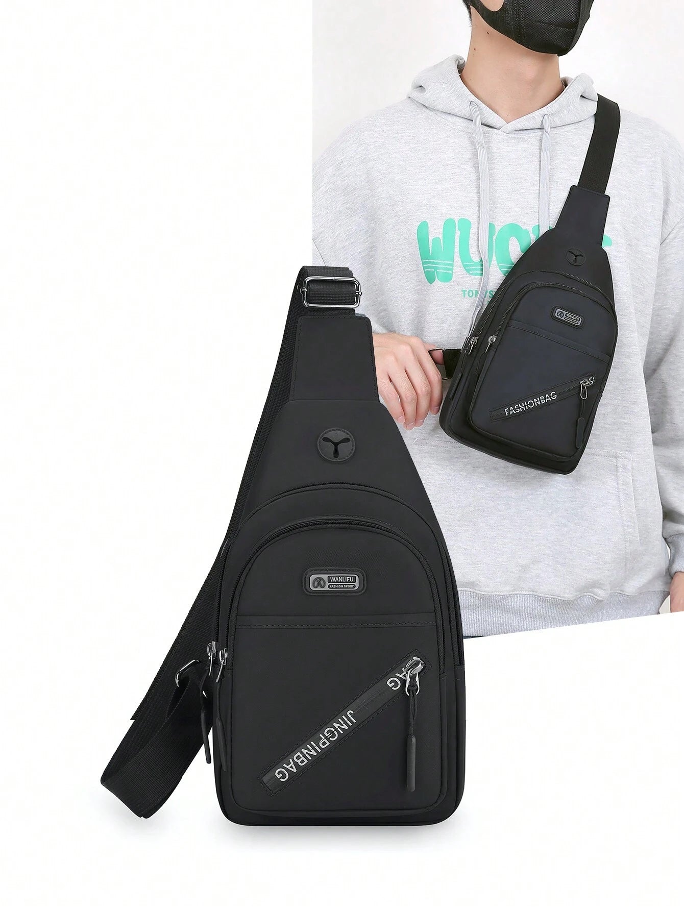 Men'S Casual Sports Crossbody Chest Bag with Double Zippers, Perfect for Daily Use, Shopping, Travel, Carry Cellphone, Keys, and Small Items Freshman for Books Multi-Functional Dorm University Christmas Gift Summer Bag Spring Break Vacation Bag Pack Waist Bag School Supplies Purse Side Bags Belts New Life Items for Students Purse Essentials Graduation Small Bag for Men Body Bag for Men