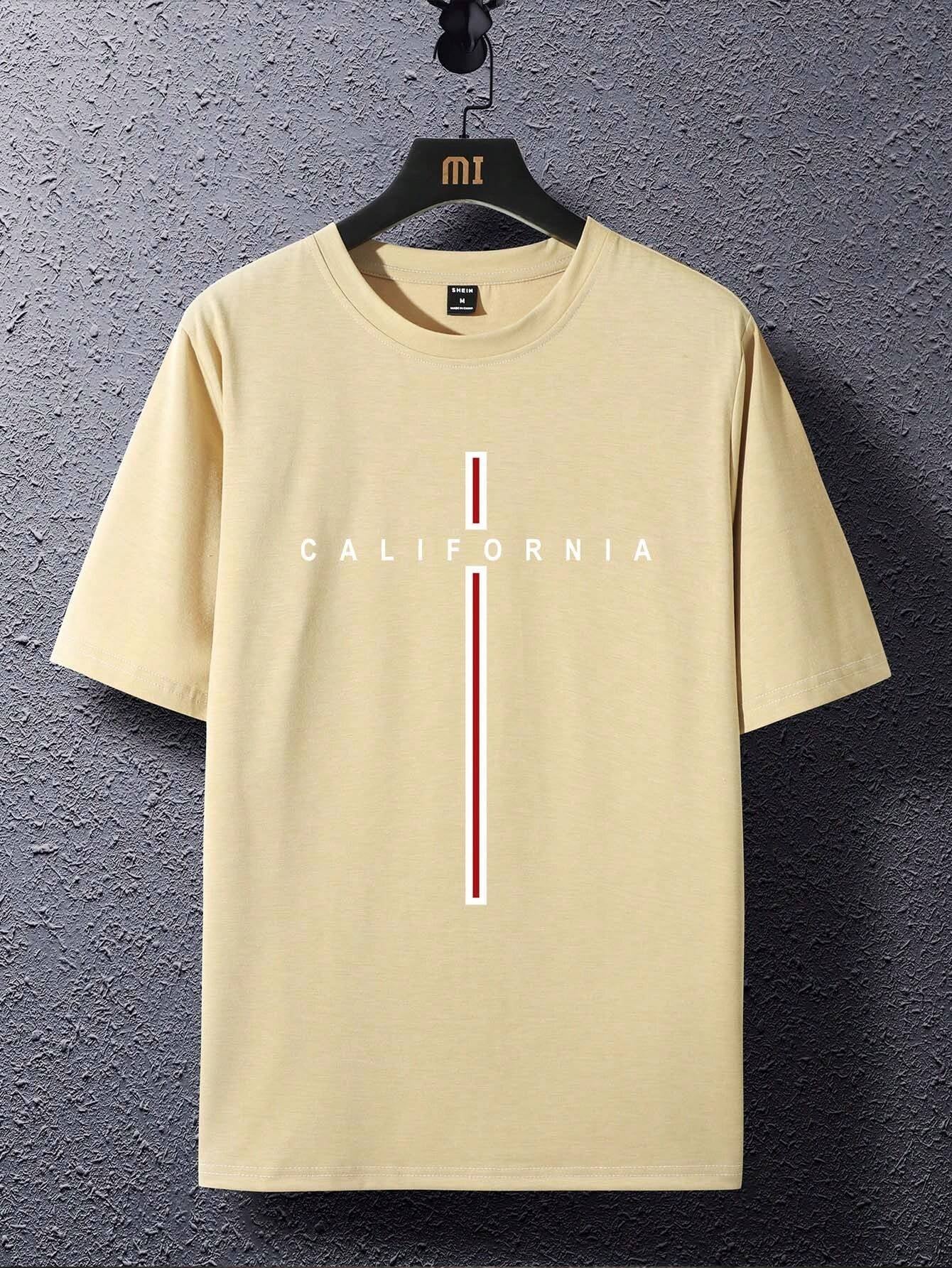 Manfinity Homme Men Striped & Letter Graphic Casual Short Sleeve Tee, Boyfriend Gift