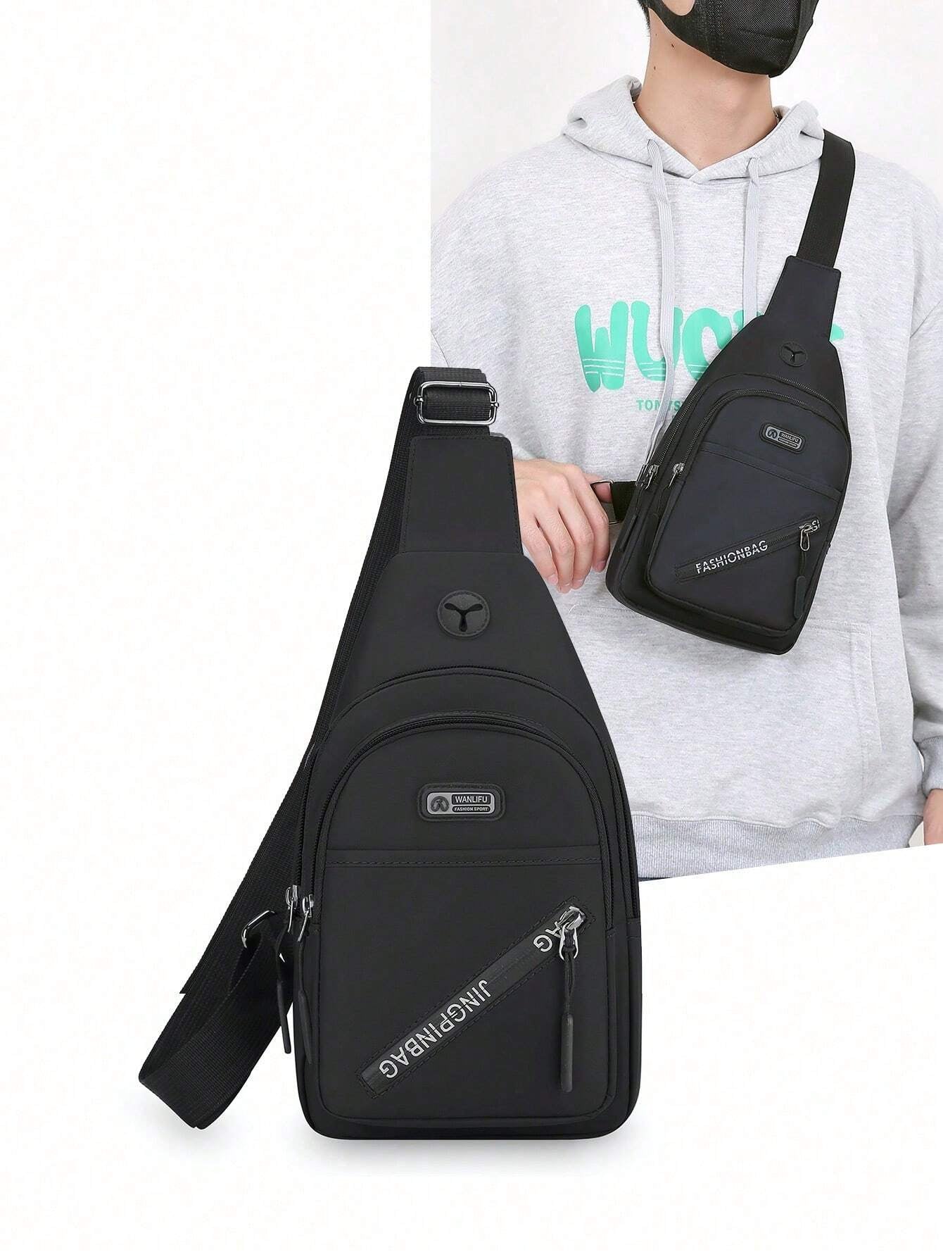 Men'S Casual Sports Crossbody Chest Bag with Double Zippers, Perfect for Daily Use, Shopping, Travel, Carry Cellphone, Keys, and Small Items Freshman for Books Multi-Functional Dorm University Christmas Gift Summer Bag Spring Break Vacation Bag Pack Waist Bag School Supplies Purse Side Bags Belts New Life Items for Students Purse Essentials Graduation Small Bag for Men Body Bag for Men